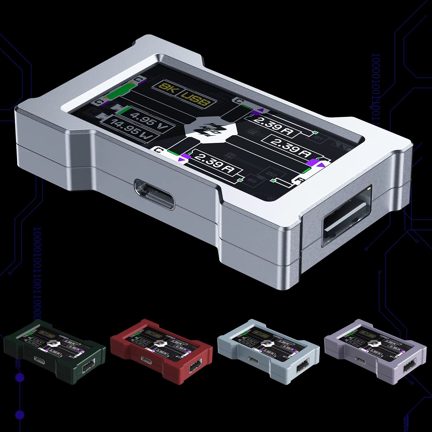 HMLAB ZNEO Gaming USB Hub - 2-To-3 Port, 8K Hz, Independent Power, with Screen, Trendy for Gaming Ambience Desk Setup